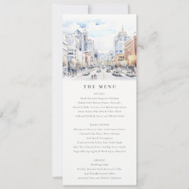 Omaha Nebraska Watercolor Landscape Wedding  Menu Inbjudningar