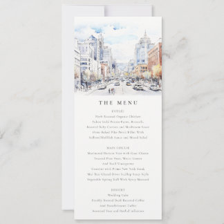 Omaha Nebraska Watercolor Landscape Wedding  Menu Inbjudningar