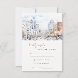 Omaha Nebraska Watercolor Landscape Wedding OSA Kort
