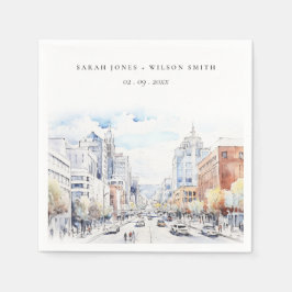 Omaha Nebraska Watercolor Landscape Wedding Pappersservett