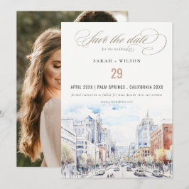 Omaha Nebraska Watercolor Landscape Wedding Photo Spara Datumet