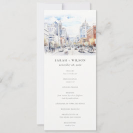 Omaha Nebraska Watercolor Scape Wedding Program