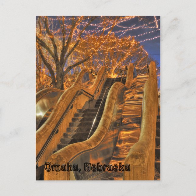 Omaha Nebraska Winter Ljus Vykort (Framsida)