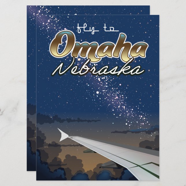 Omaha, Nebraskas vintage-reseaffisch (Fram/baksida)