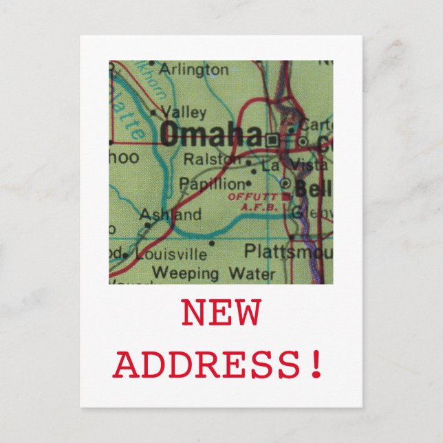 Omaha Nytt adress meddelande Vykort (Framsida)