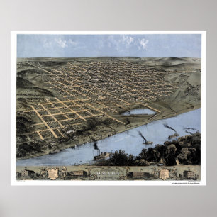 Omaha panorama- karta för NE - 1868 Poster
