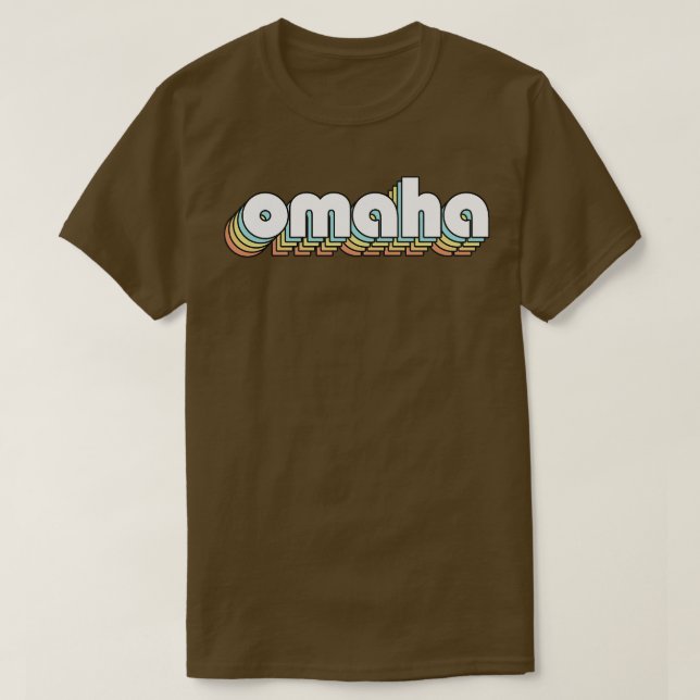 Omaha Retro Rainbow Typography Faded Stil T Shirt (Design framsida)