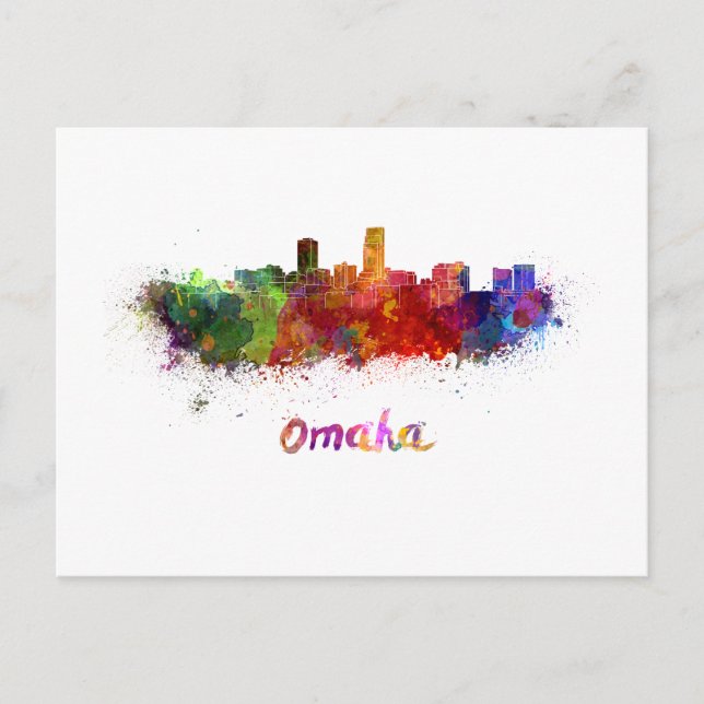 Omaha skyline in watercolor vykort (Framsida)