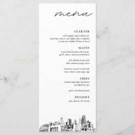 Omaha Skyline Modern Bröllop Dinner Menu Meny
