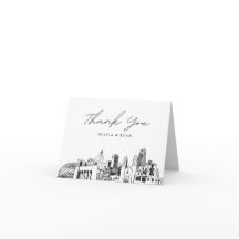 Omaha Skyline Sketch Tom Kort Tacksamhetskort