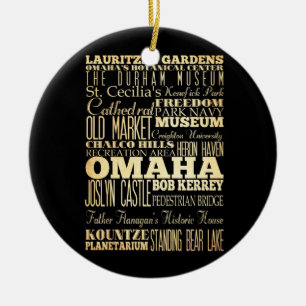 Omaha stad av Nebraska statlig typografikonst Julgransprydnad Keramik