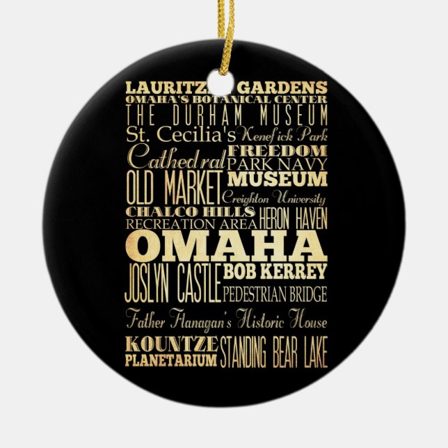 Omaha stad av Nebraska statlig typografikonst Julgransprydnad Keramik (Framsidan)