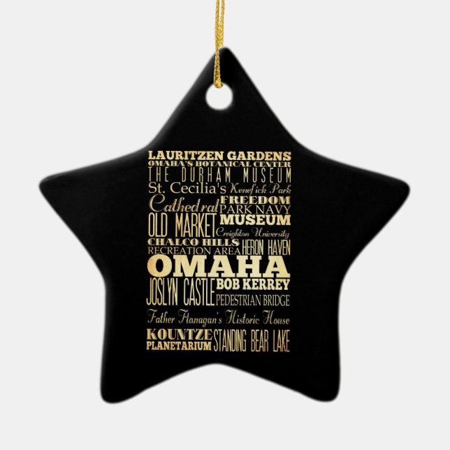 Omaha stad av Nebraska statlig typografikonst Julgransprydnad Keramik (Framsidan)