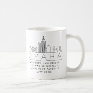 Omaha Stylized Skyline Anpassningsbar Slogan Cof Kaffemugg