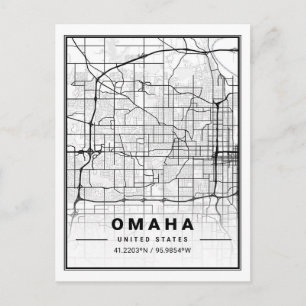 Omaha Texas USA Travel City Karta Poster Vykort