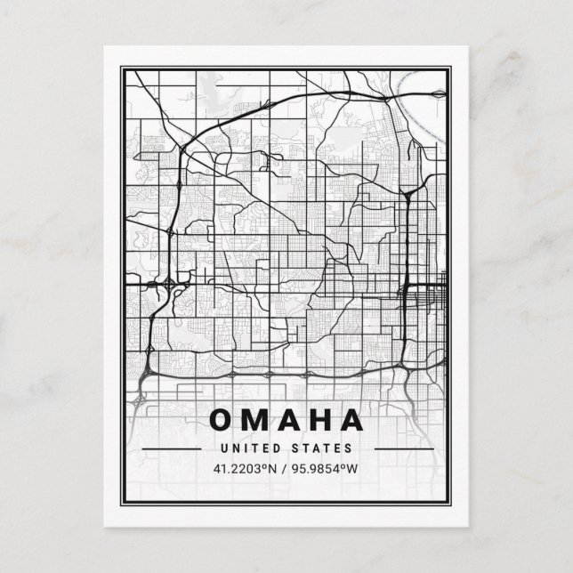 Omaha Texas USA Travel City Karta Poster Vykort (Framsida)