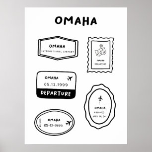 Omaha - Travel Frimärke Collection Minimalistisk Poster
