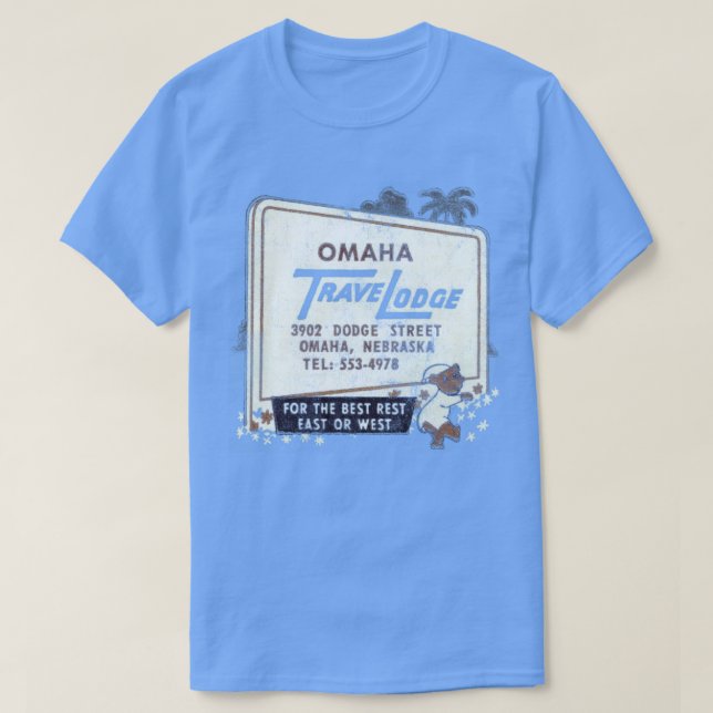 Omaha Travel Lodge Retro Mid Century Aesthetic T Shirt (Design framsida)