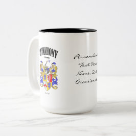 O'Mahony Family Crest, Translation & Meaning Två-Tonad Mugg