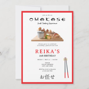 Omakase Japanska Sushi Tasting Födelsedagsfest Inbjudningar
