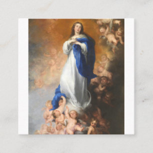 Omakulat av Virgin Mary Murillo Fyrkantigt Visitkort