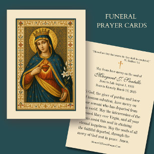 Omakulat Heart of Mary Catholie Funeral Memorial Visitkort