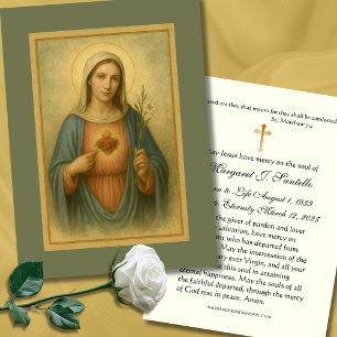 Omakulat Heart of Mary Funeral Memorial Visitkort