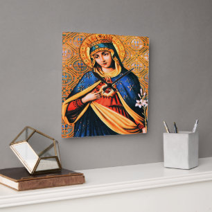 Omakulat Heart of Mary Fyrkantig Klocka