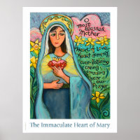 Omakulat Heart of Mary Poster, 18 x 24 tum