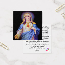 Omakulat Heart of Mary Prayer Card Fyrkantigt Visitkort