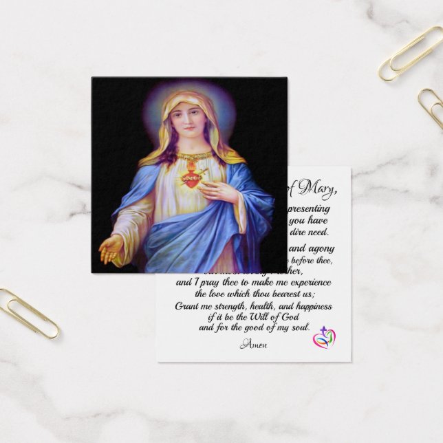 Omakulat Heart of Mary Prayer Card Fyrkantigt Visitkort (Kontor)