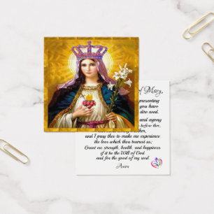 Omakulat Heart of Mary Prayer Card Fyrkantigt Visitkort