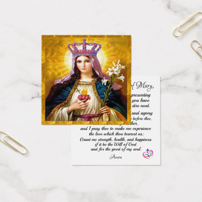 Omakulat Heart of Mary Prayer Card Fyrkantigt Visitkort (Kontor)
