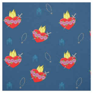 Omakulat Heart of Mary Rosary & Navy Background Tyg