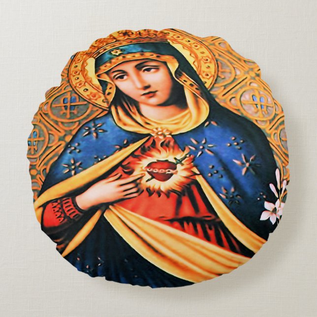 Omakulat Heart of Mary Rund Kudde (Framsidan)