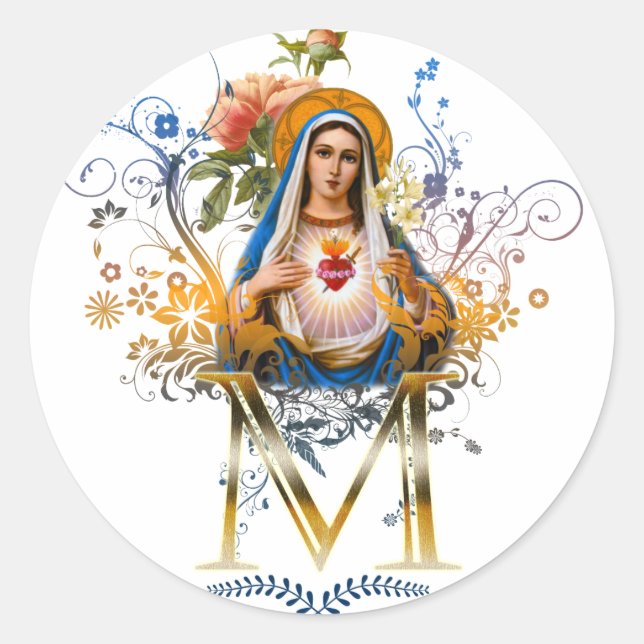 Omakulat Heart of Mary Runt Klistermärke (Framsida)