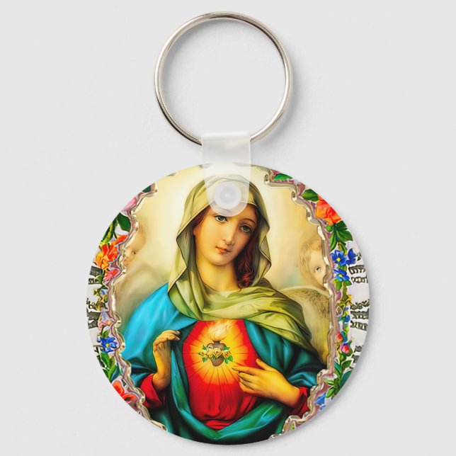 Omakulat Heart of Virgin Mary Catholie Saint Nyckelring (Framsida)