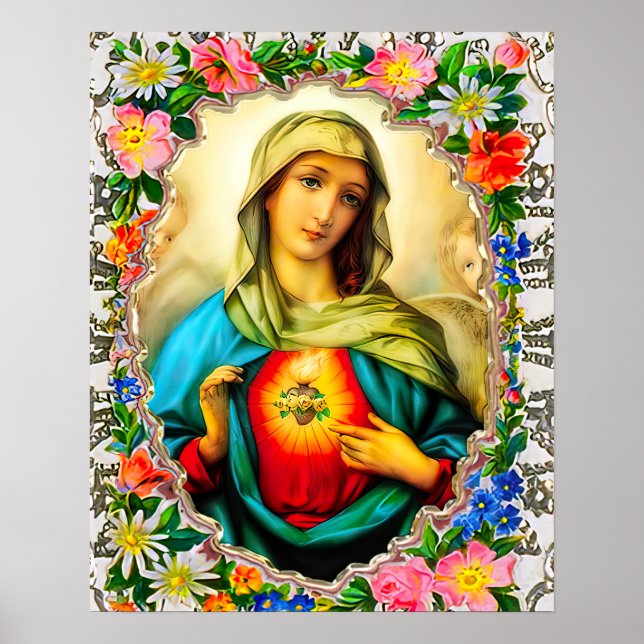 Omakulat Heart of Virgin Mary Catholie Saint Poster (Framsidan)