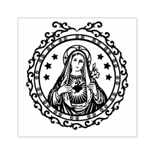 Omakulat Heart of Virgin Mary Katolsk Religiösa Stämpel