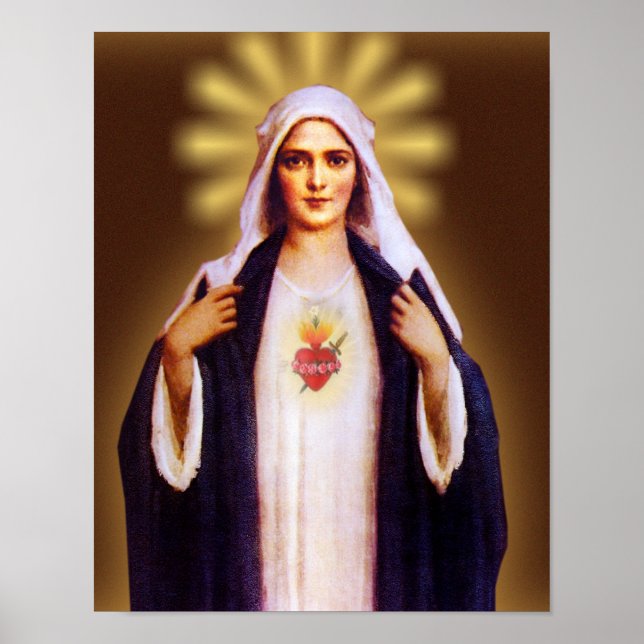 Omakulera hjärtat av Mary Devotional Image. Poster (Framsidan)