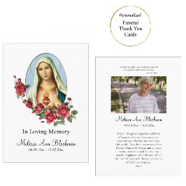 Omakulerat hjärta av Mary Funeral Prayer Card Placeringskort