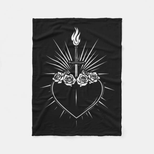 Omakulerat hjärta av Mary Manar Kvinnor, katolska  Fleecefilt (Framsidan)