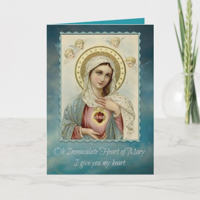 Omakulerat hjärta av Mary Note Card w/prayer Kort (Framsida)