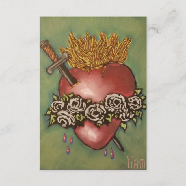 Omakulerat hjärta av Mary Prayer Card Tack Kort (Framsida)