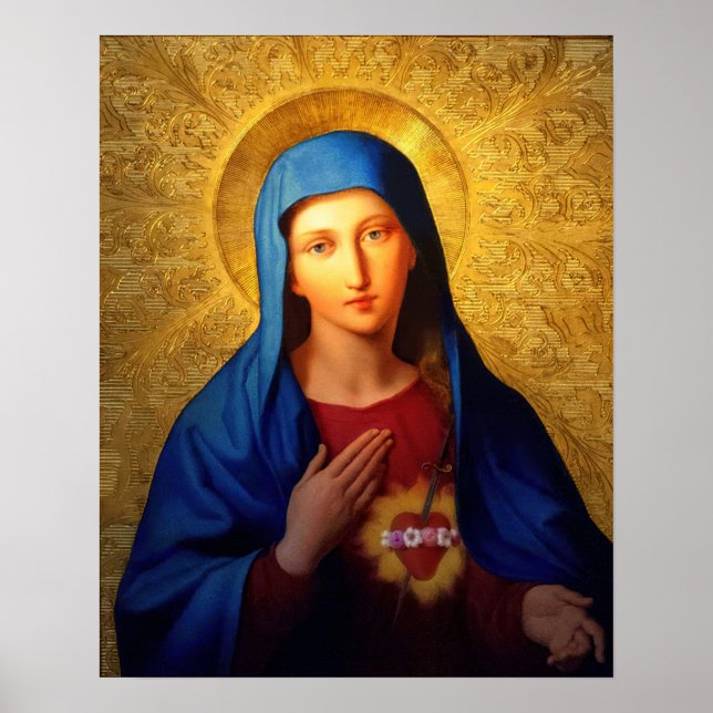 Omakulerat hjärta av Mary - vårt Dam-virus Poster (Framsidan)