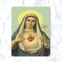 Omakulerat hjärta hos Mary med Lily Prayer Card