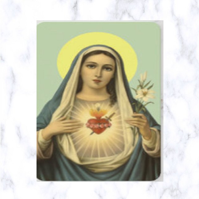 Omakulerat hjärta hos Mary med Lily Prayer Card Visitkort (Skapare uppladdad)