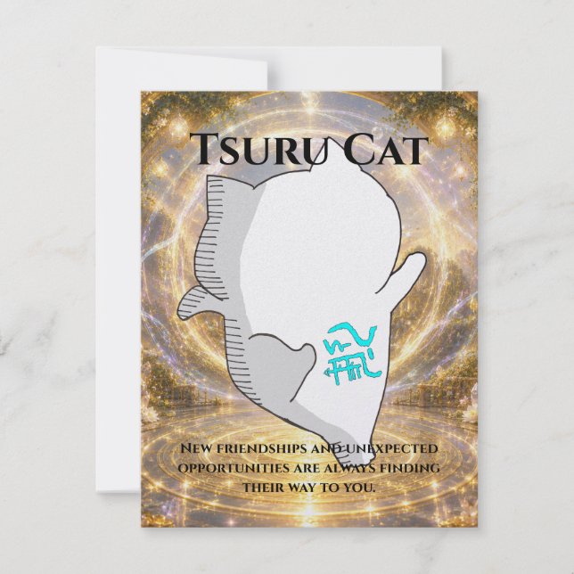 Omamori Card #006 – Tsuru Cat | Connection • Oppor Kort (Framsida)