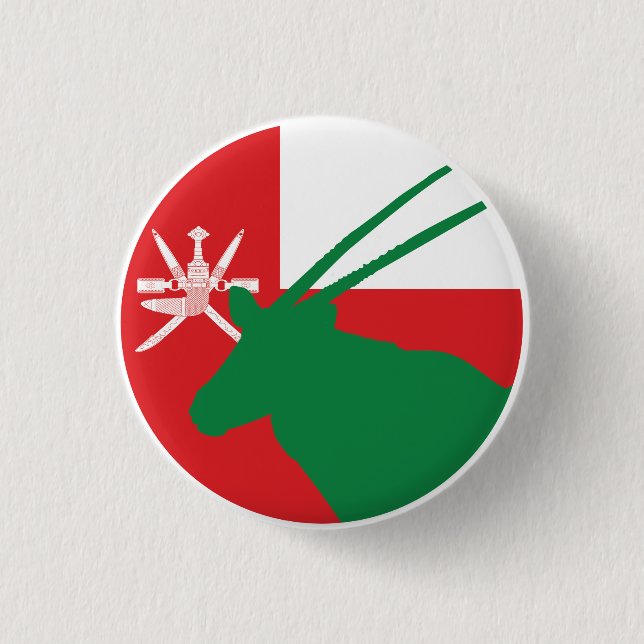 Oman Arabian oryx Omani National Animal Flagga Knapp (Framsida)