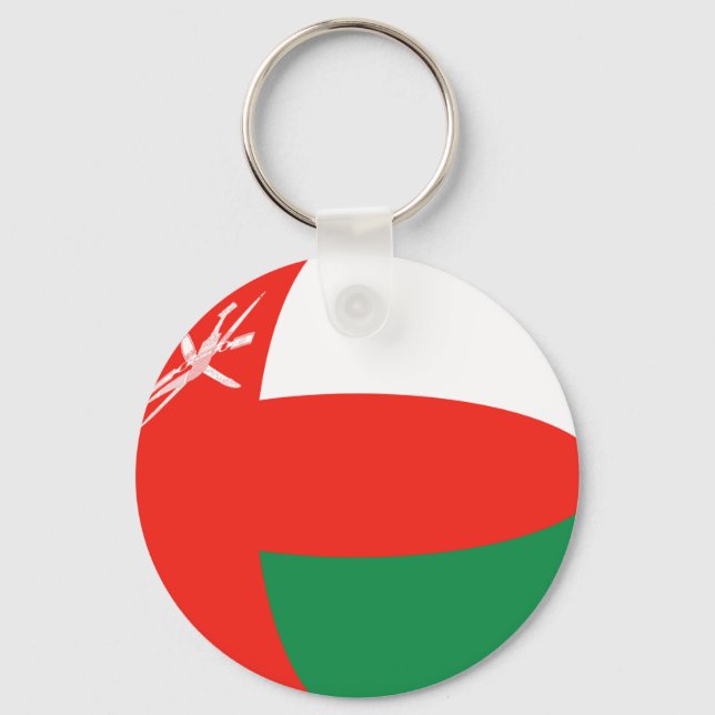 Oman Fisheye Flagga Keychain Nyckelring (Framsida)
